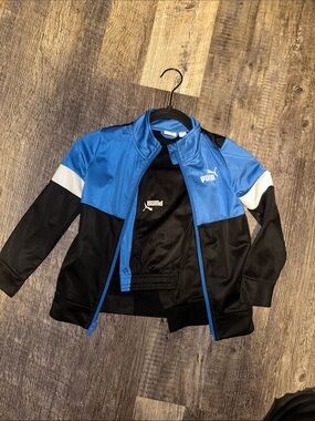 Puma Youth Blue and Black Colorblock Track Jacket